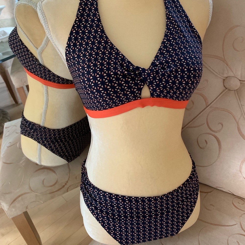 Moontide Navy & Orange patterned 2-pc Bikini Size6